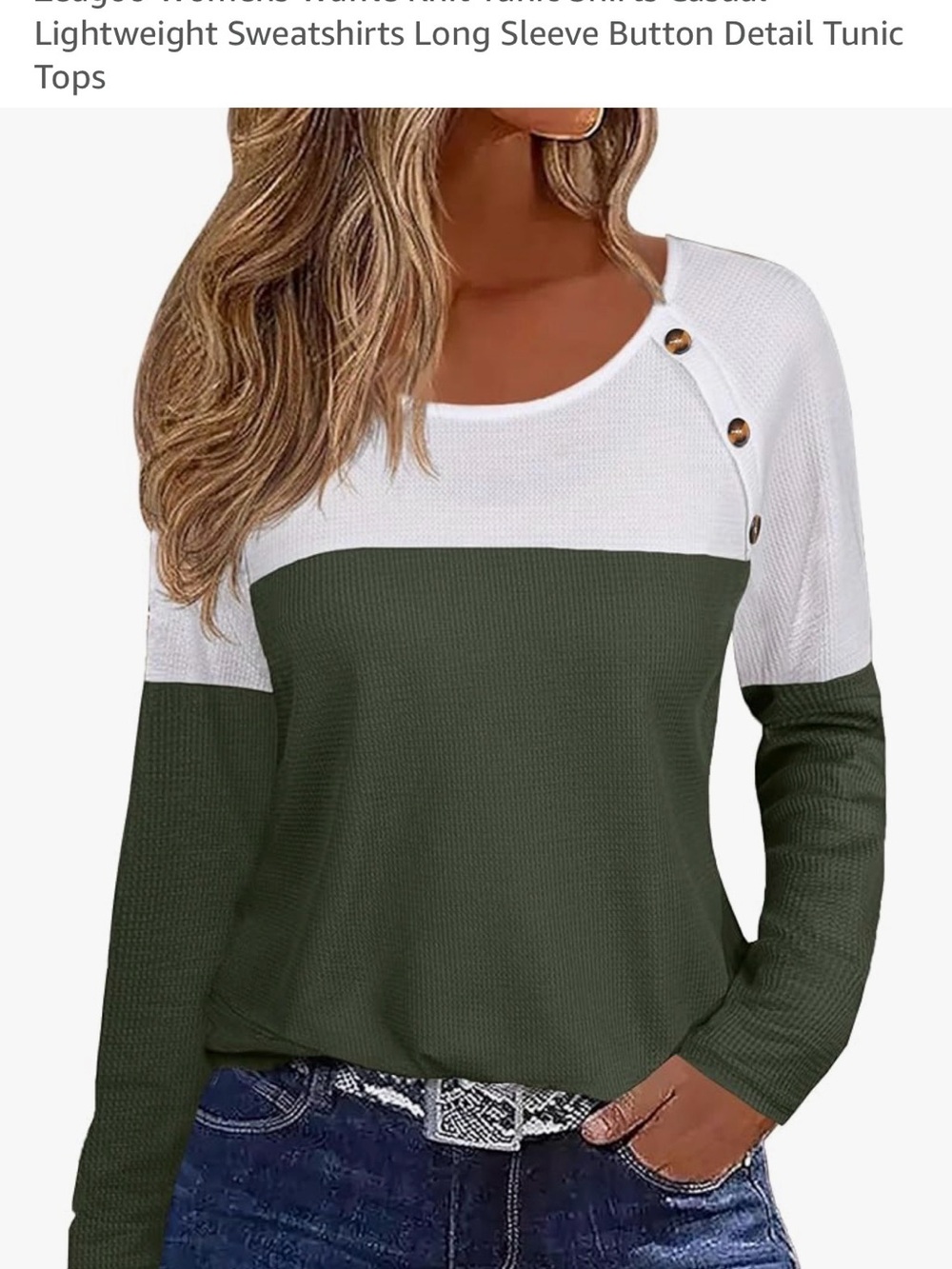 New without Tags Olive & White Button Shoulder Lightweight long sleeve Top 2XL